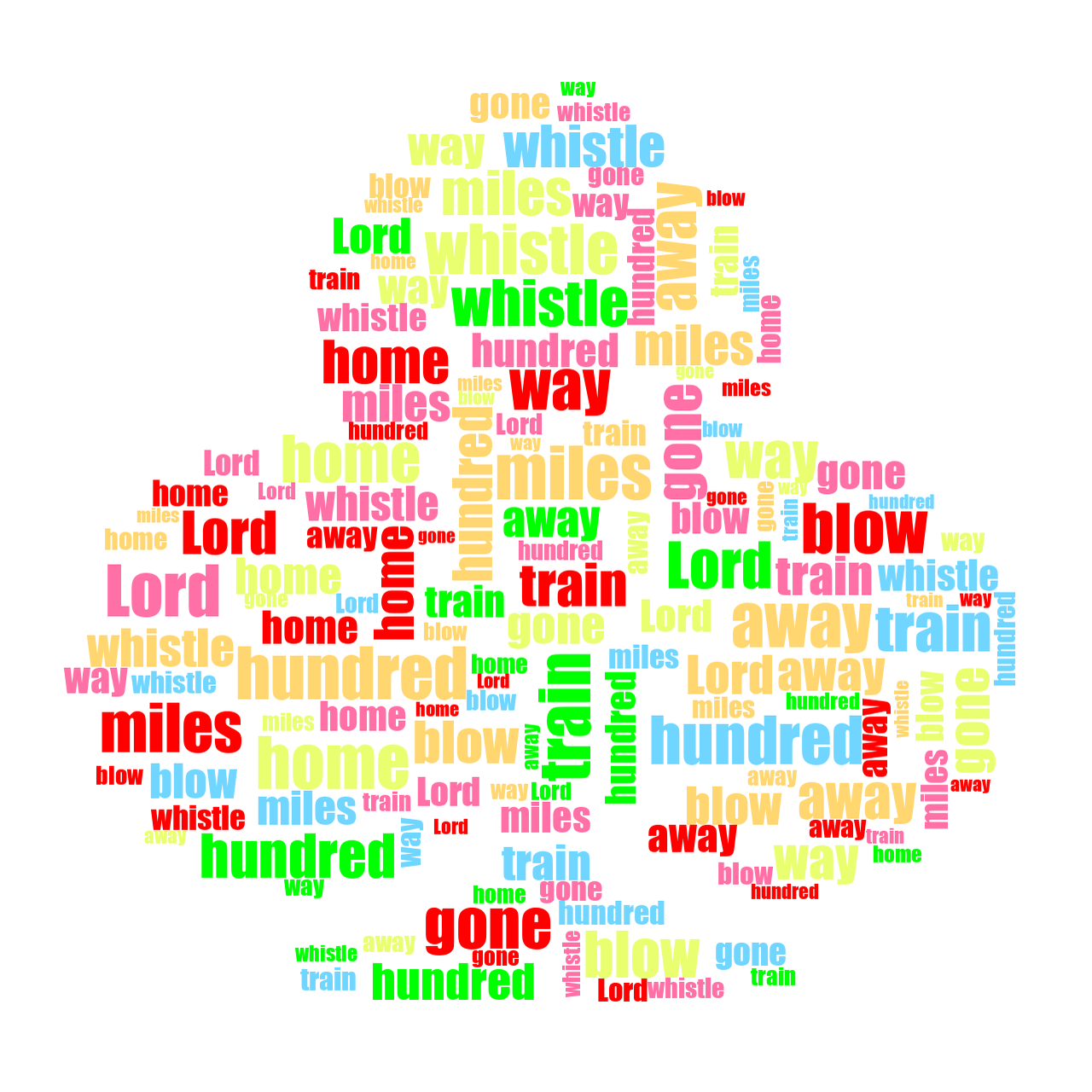 Club Suit 500 Miles random color word cloud