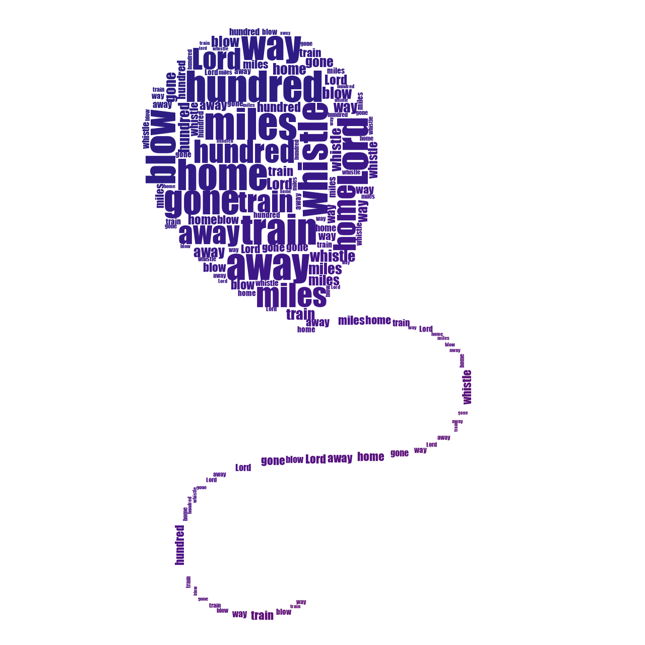 Balloon 500 Miles gradient word cloud