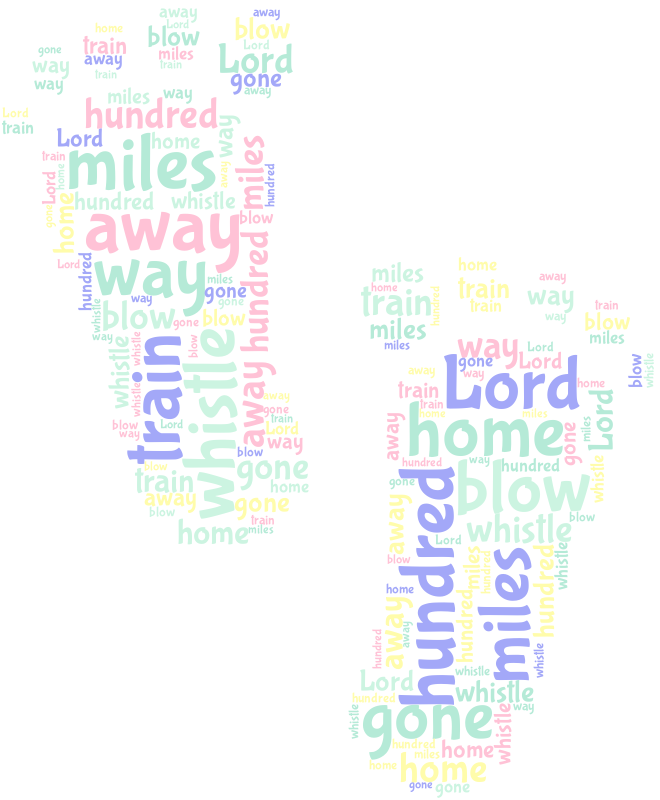 Baby Footprints 500 Miles random color word cloud