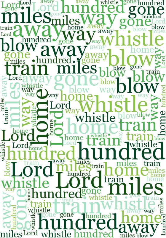 Christmas Card 500 Miles random color word cloud