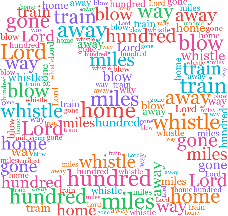 Emoji10 500 Miles random color word cloud