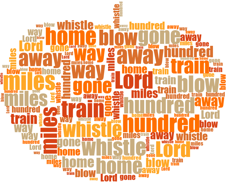 Halloween Pumpkins 500 Miles random color word cloud
