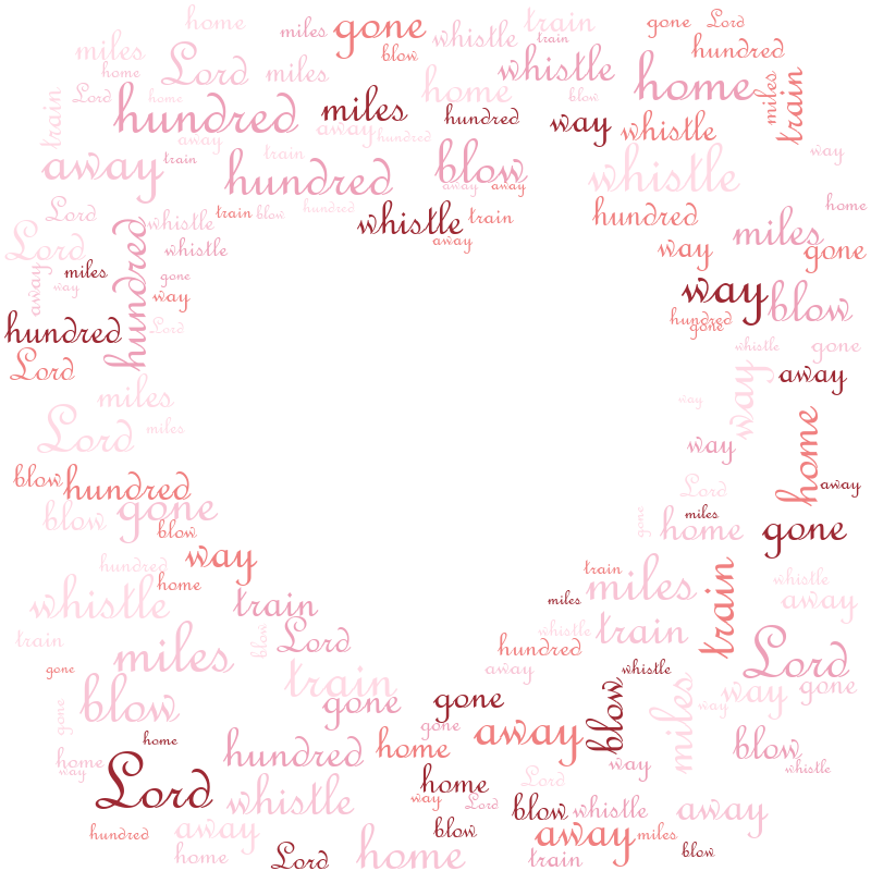 Heart Smiley 500 Miles random color word cloud