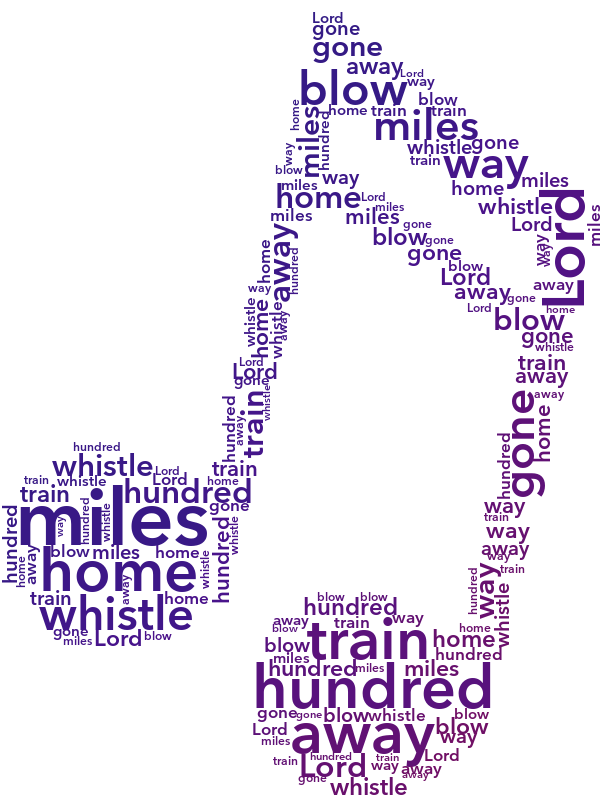 Musical Note 3 500 Miles gradient word cloud