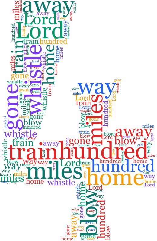 Number Four 500 Miles random color word cloud