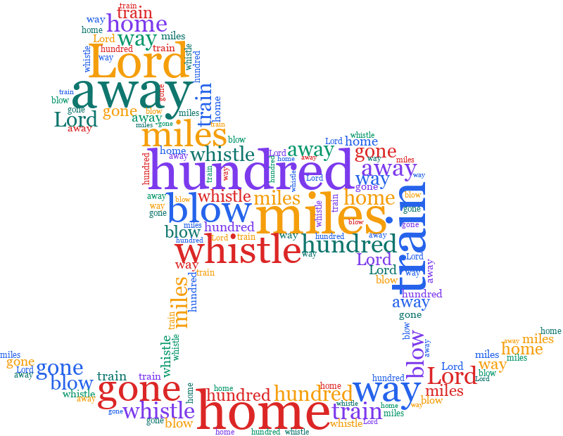 Toy Horse 500 Miles random color word cloud
