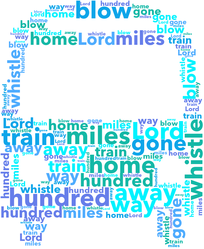 Bus 500 Miles random color word cloud