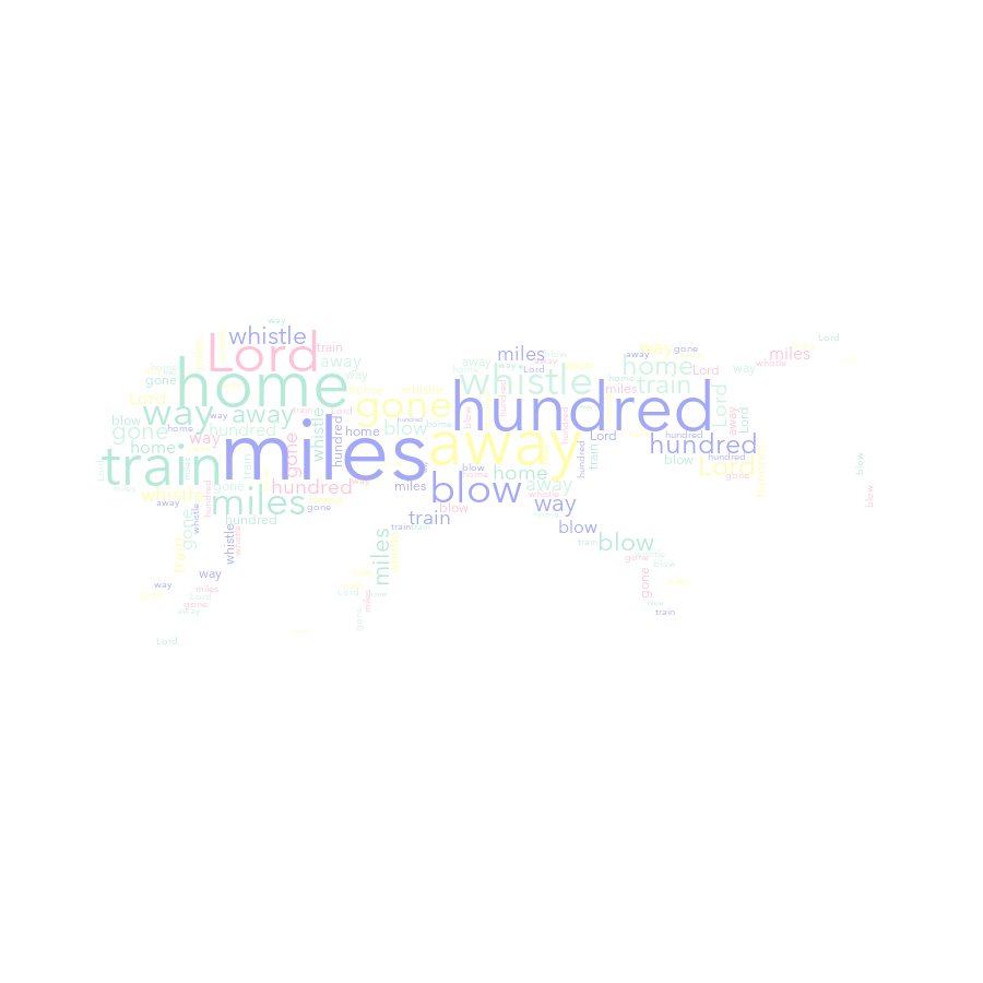 Ant 61 500 Miles random color word cloud