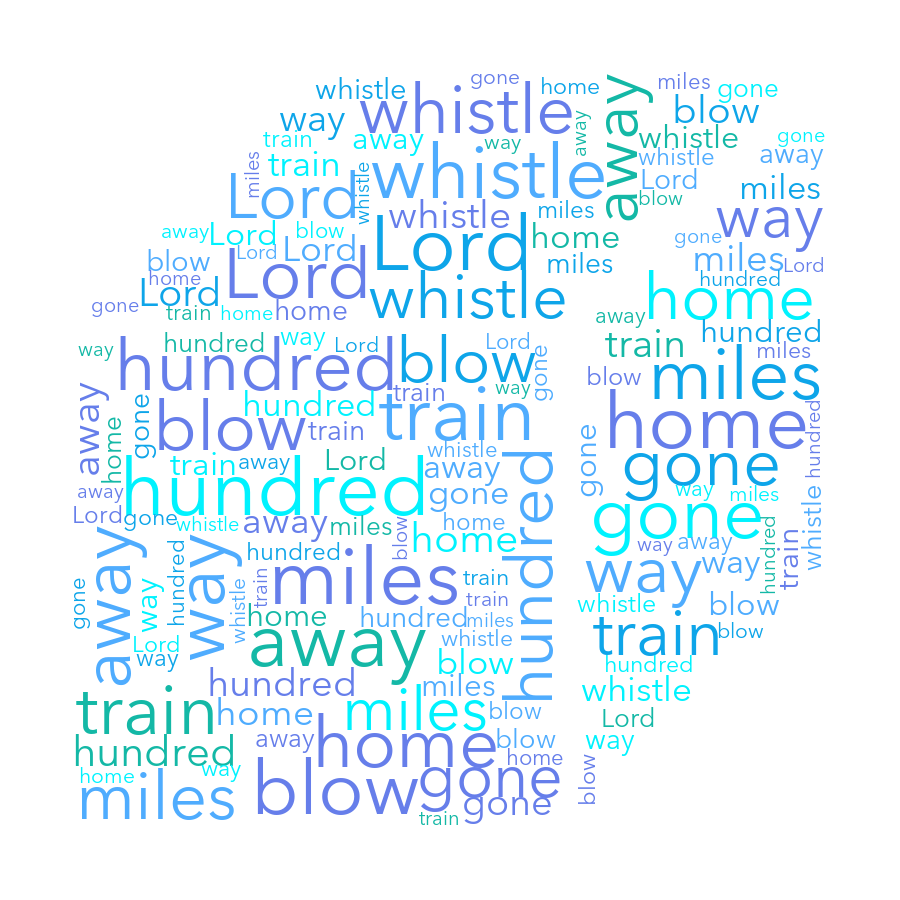 Cube 948 500 Miles random color word cloud