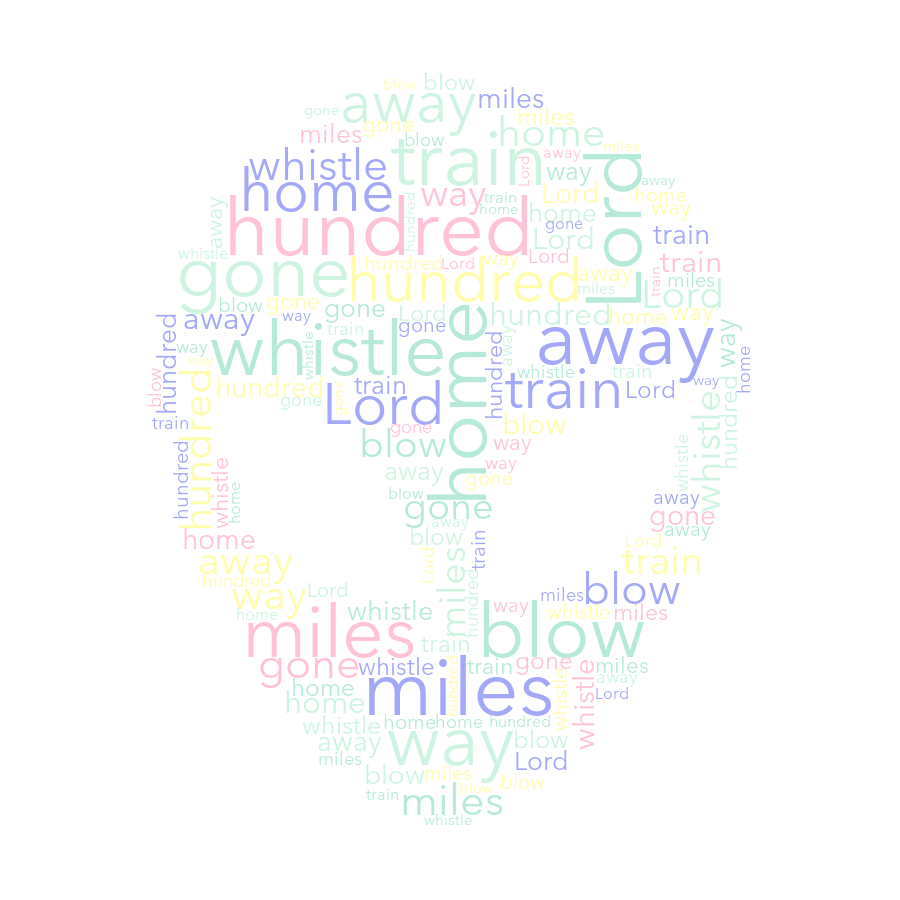 Alien 314 500 Miles random color word cloud