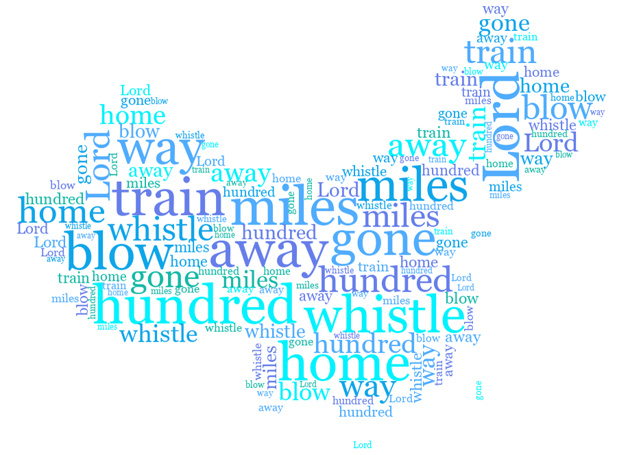 China 500 Miles random color word cloud